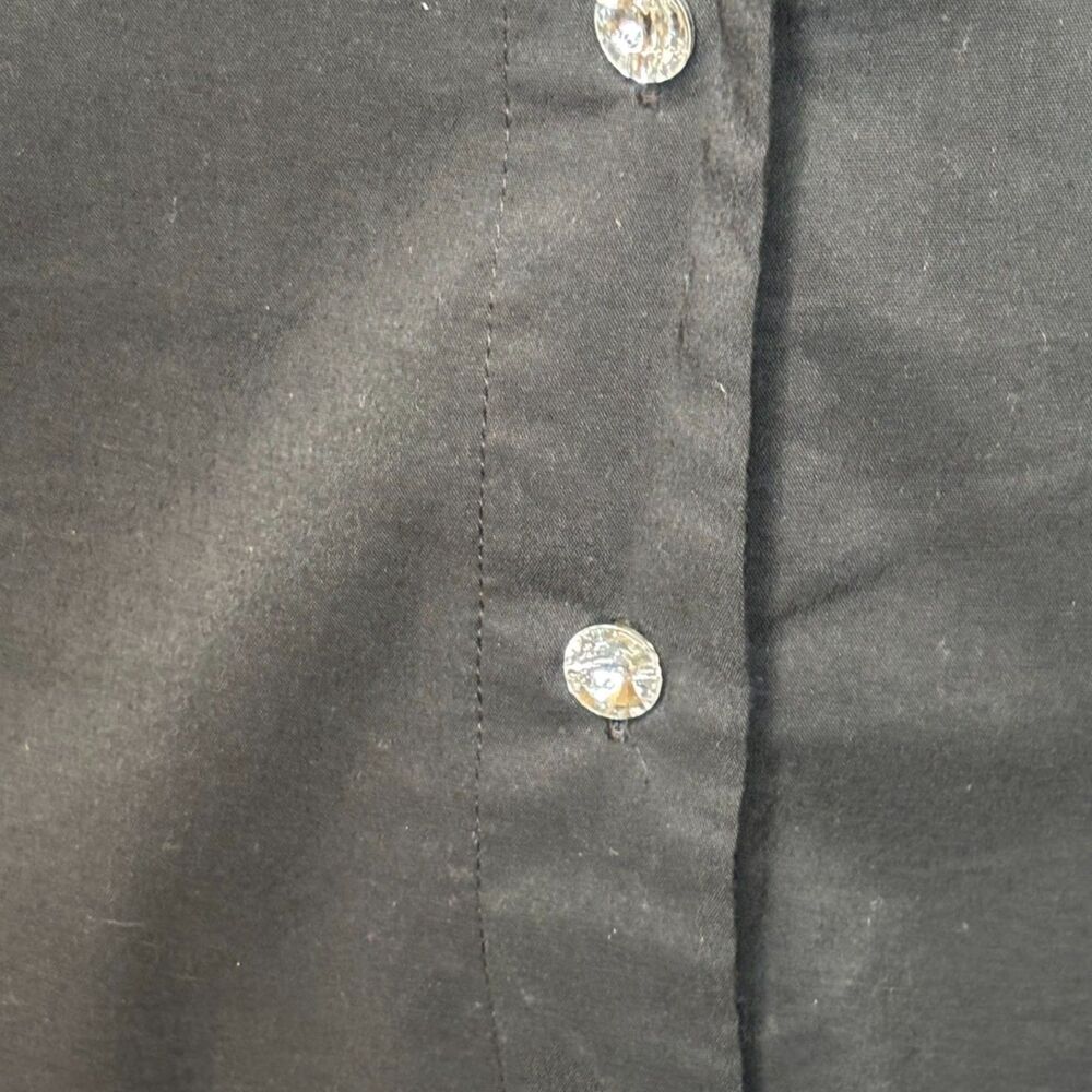 INC International Concepts Black Ruched Sleeve Button-Up Blouse Top - Picture 6 of 7
